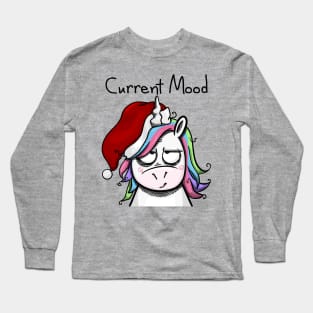 Christmas Unicorn in Quite a Mood - Light Long Sleeve T-Shirt